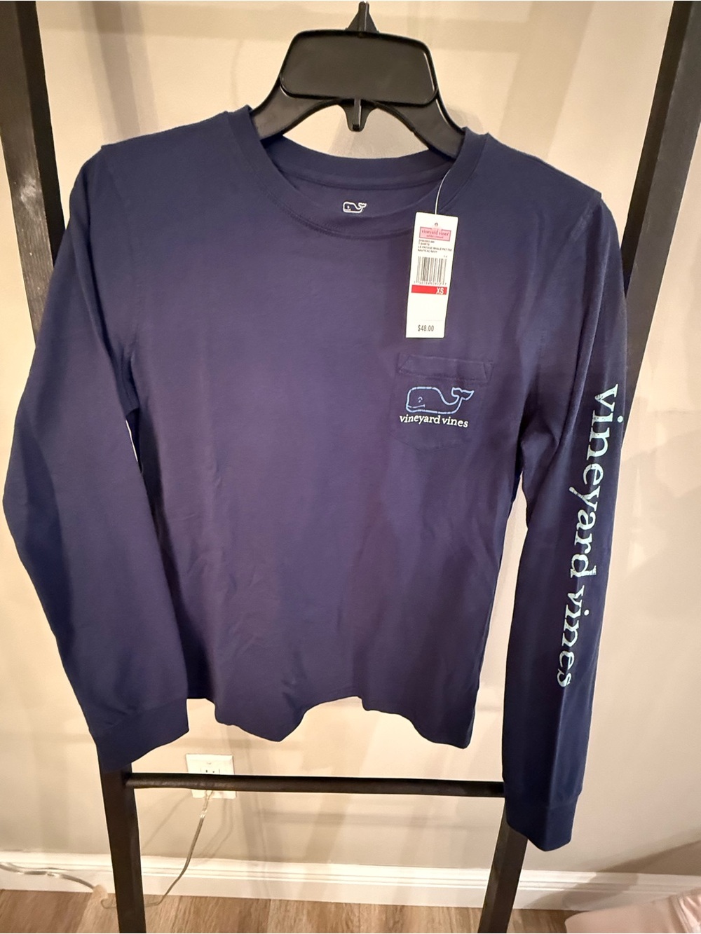Vineyard Vines Womsns Long Sleeve Tee - Navy with Light Blue Logo